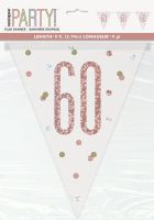 Rose Gold Glitz Age 60 Prism Flag Banner 9ft