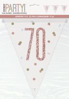 Rose Gold Glitz Age 70 Prism Flag Banner 9ft