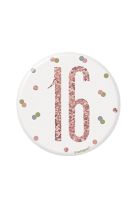 Rose Gold Glitz Foil Age 16 Badge 3" 1CT