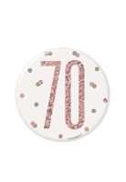 Rose Gold Glitz Foil Age 70 Badge 3" 1CT