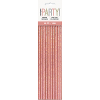Rose Gold Glitz Foil Paper Straws 10ct