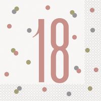 Rose Gold Glitz Age 18 Luncheon Napkins 16ct