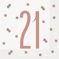 Rose Gold Glitz Age 21 Luncheon Napkins 16ct