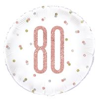 Rose Gold Glitz 18" Age 80 Prism Foil Balloon