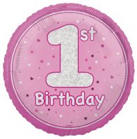 Pink Glitz 18" Age 1 Birthday Prism Foil Balloon