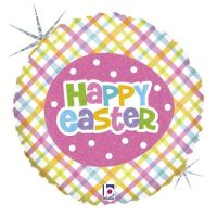 Springtime Easter Plaid Holog. 18" Foil Balloon