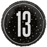 Black/Silver Glitz 18" Foil Age 13 Prism Foil Balloon