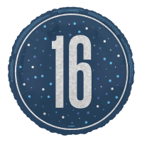 Blue/Silver Glitz 18" Foil Age 16 Prism Foil Balloon