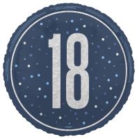 Blue/Silver Glitz 18" Foil Age 18 Prism Foil Balloon