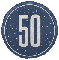 Blue/Silver Glitz 18" Foil Age 50 Prism Foil Balloon