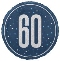 Blue/Silver Glitz 18" Foil Age 60 Prism Foil Balloon