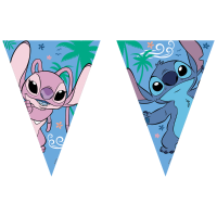 Stitch and Angel Theme Paper Triangular Flag Banner 9 Flags