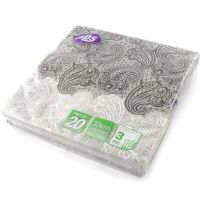 Black And White Paisley Napkins 3ply 20pc