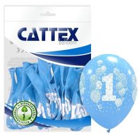 Age 1  Blue Cattex 12" Latex Balloons 20CT