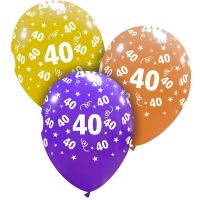 Stars and Streamers Age 40 Multi Colour 12" Latex 25ct