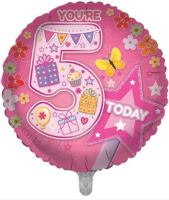 Age 5 Birthday Girl 18" Foil Balloon