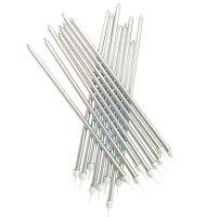 Extra Tall Candles Metallic Silver with Holders 16ct