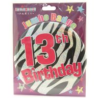 Age 13 Female Party Badge (15cm)