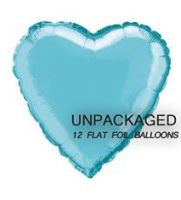 Baby Blue - Heart Shape - 18" foil balloon (Pack of 12, Flat)