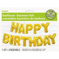 Balloon Banner Kit - Happy Birthday (Gold) - (Air Fill Only)