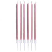 Extra Tall Candles Metallic Rose Gold 6ct