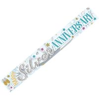 Happy Silver 25th Anniversary Banner (Pack of 6)
