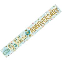Happy Golden 50th Anniversary Banner (Pack of 6)