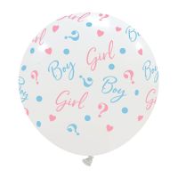 Boy or Girl? Gender Reveal White 24" Latex Balloon 1ct