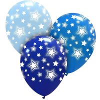 Bright Blue Stars 12" Latex 25ct