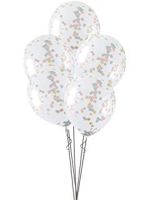 16" Clear Latex Balloons With Pink, Blue And Gold Star Confetti 5ct