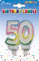 Rainbow Age 50 Birthday Candle