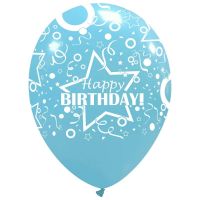 Star Happy Birthday Sky Blue 12" Latex 50ct