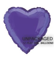 Deep Purple - Heart Shape - 18" foil balloon (Pack of 12, Flat)