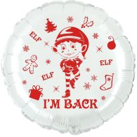Elf I'm Back 18" Christmas Foil Balloon UNPACKAGED (Printed 2 Sides)