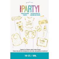 Hello Baby Gold Photo Props 10ct