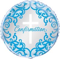 Fancy Blue Cross Confirmation - 18" Foil Balloon