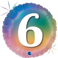 6 Colourful Rainbow 18" Foil Balloon