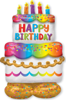 Rainbow Birthday Cake Supershape Foil Balloon (unpackaged)