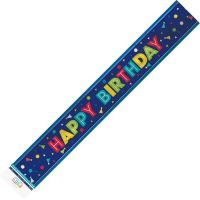 Happy Birthday Blue 9ft Foil Banner