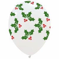 Colourful Christmas Holly 12" Latex Balloons 25Ct