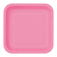 Hot Pink 9'' Square Plates 14 CT.