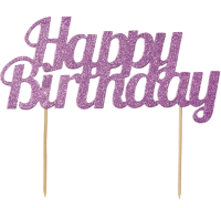 Glitter Happy Birthday Cake Topper Pink