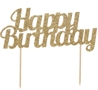 Glitter Happy Birthday Cake Topper Gold