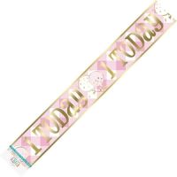 Age 1 Pink Gingham Foil Banner