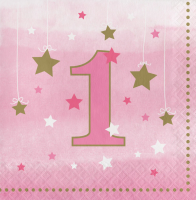 One Little Star Girl 1st Birthday Paper Napkins 16ct