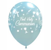 Chalice 12" 'First Holy Communion' Sky Blue Metallic Latex 50ct