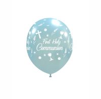 Chalice 5" 'First Holy Communion' Sky Blue Metallic Latex 50ct