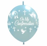 Crozier 12" Sky Blue Metallic  'On My Confirmation' Linking 50ct Latex