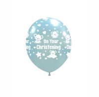 Baby Koala 5" 'On Your Christening' Sky Blue Metallic 100ct Latex