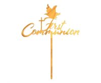 First Communion Gold Dove Acrylic Cake Topper 